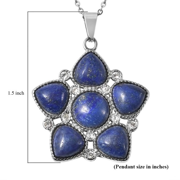 Lapis Lazuli and Austrian Crystal Star Pendant 20” Necklace - Picture 3 of 8